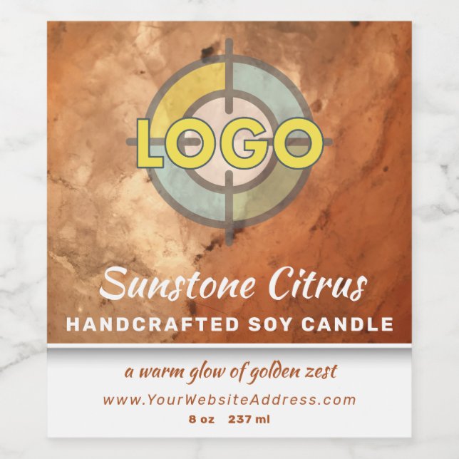 Pumpkin Orange Peach Marmor Warm Glow Ästhetik Weinetikett (Einzelnes Label)