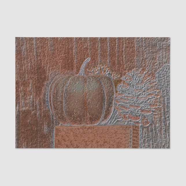 Pumpkin Orange Silver Metallic Eleganter Herbst Seidenpapier (Vorderseite)