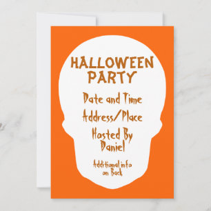 Pumpkin Orange Skull Minimal Einladung