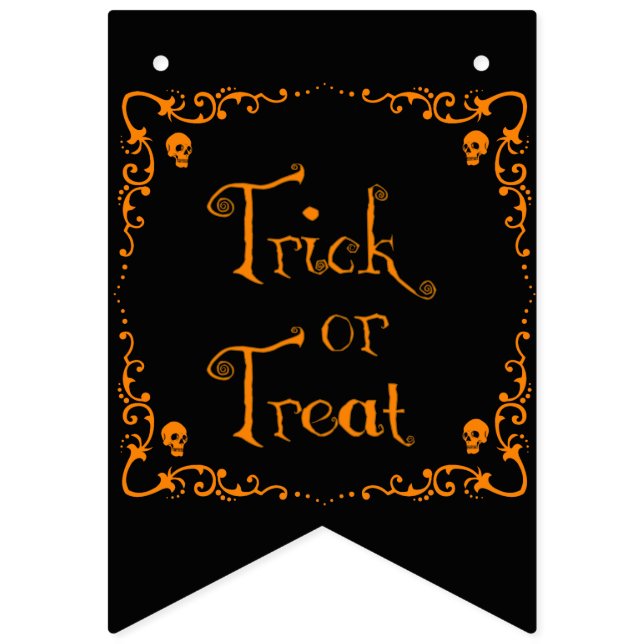 Pumpkin Orange Trick oder Treat Wimpelkette (Erste Fahne)