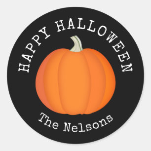 Pumpkin Orange und Black Happy Halloween Runder Aufkleber