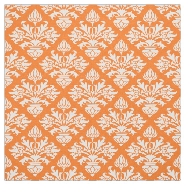 Pumpkin Orange, weißes Damaskusmuster #3 Größe6 Stoff (Muster)