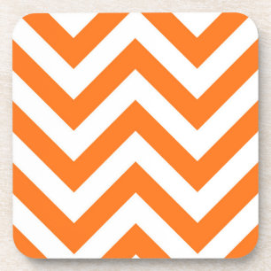 Pumpkin Orange, weißes, Zickzack ZigZag-Muster Untersetzer