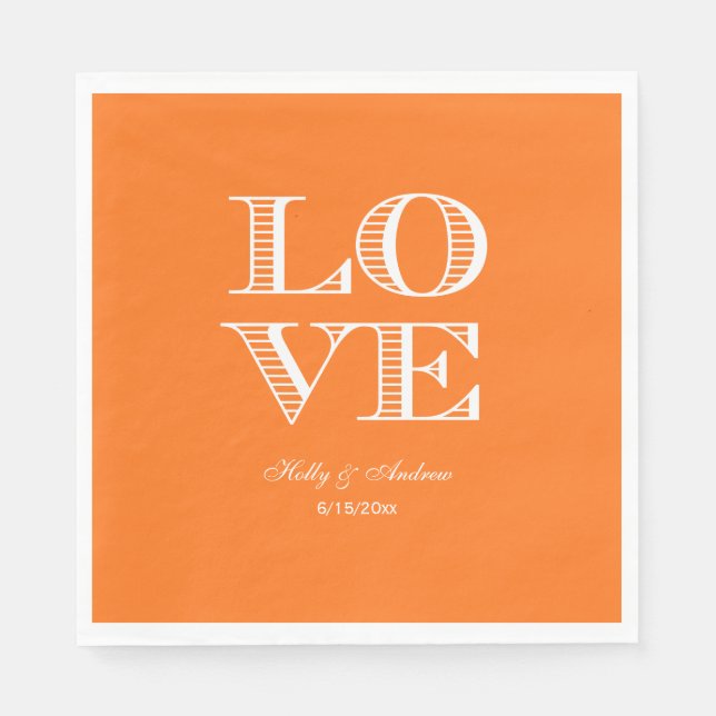 Pumpkin Orange White LIEBE Napkins Serviette (Vorderseite)