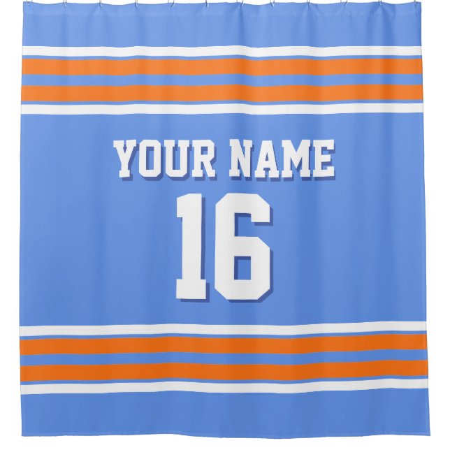 Pumpkin Orange White Stripes Sports Jersey Duschvorhang (Vorderseite)