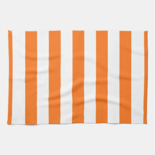Pumpkin Orange White XL Streifen Muster Geschirrtuch