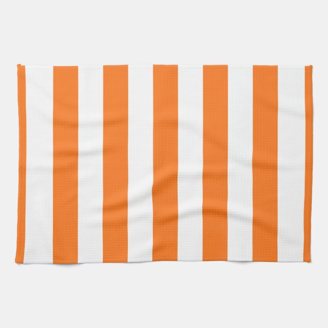 Pumpkin Orange White XL Streifen Muster Geschirrtuch (Horizontal)