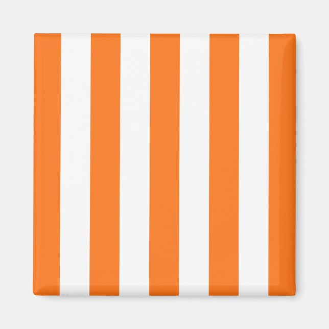 Pumpkin Orange White XL Streifen Muster Magnet (Vorne)