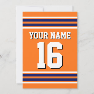 Pumpkin Orange with Navy White Stripes Team Jersey Einladung