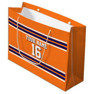 Pumpkin Orange with Navy White Stripes Team Jersey Große Geschenktüte