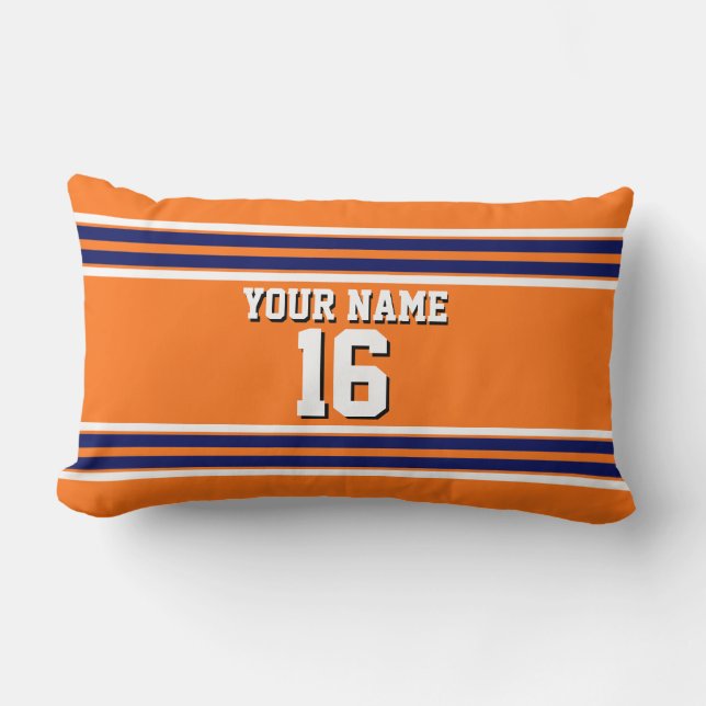 Pumpkin Orange with Navy White Stripes Team Jersey Lendenkissen (Vorderseite)