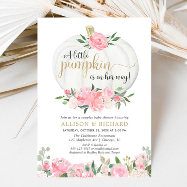 Pumpkin Paare Babydusche, rosa Gold elegant Einladung (Von Creator hochgeladen)