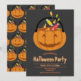 Pumpkin Pail Candy Kid's Halloween-Party Einladung