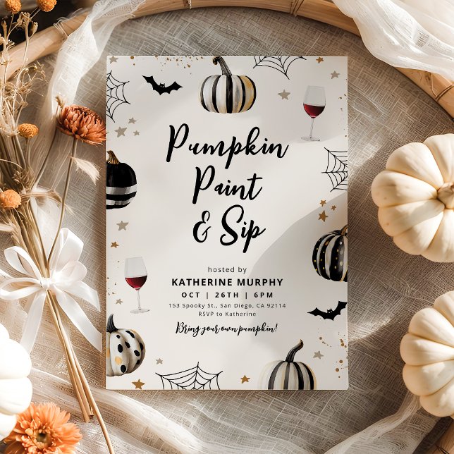 Pumpkin Paint und Sip Adult Halloween Wine Party Einladung (Von Creator hochgeladen)