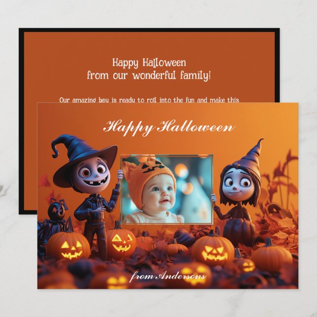 Pumpkin Pals Halloween Greetings Karte (Vorne/Hinten)