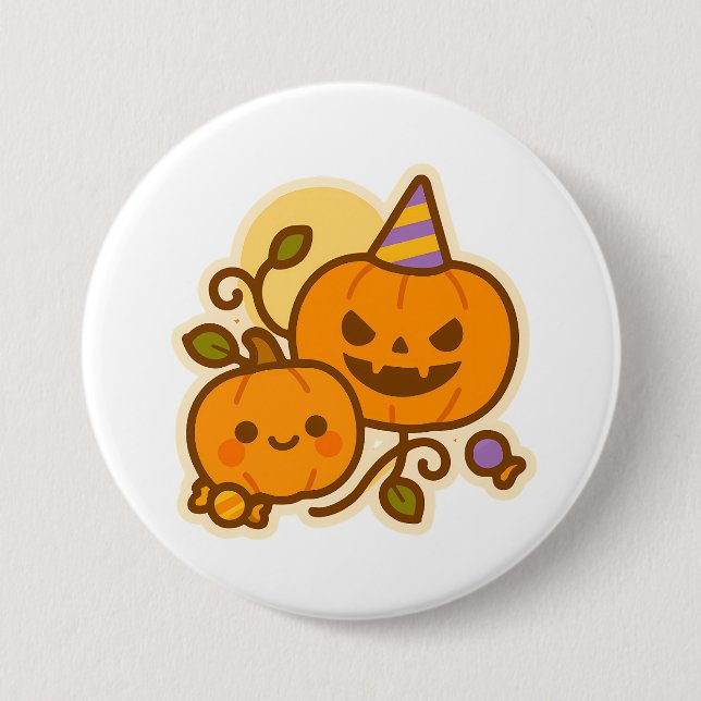 Pumpkin Pals - Kawaii Halloween Button (Vorderseite)