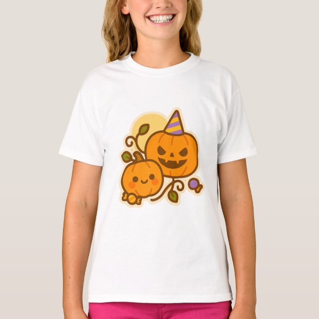 Pumpkin Pals - Kawaii Halloween T-Shirt (Vorderseite)