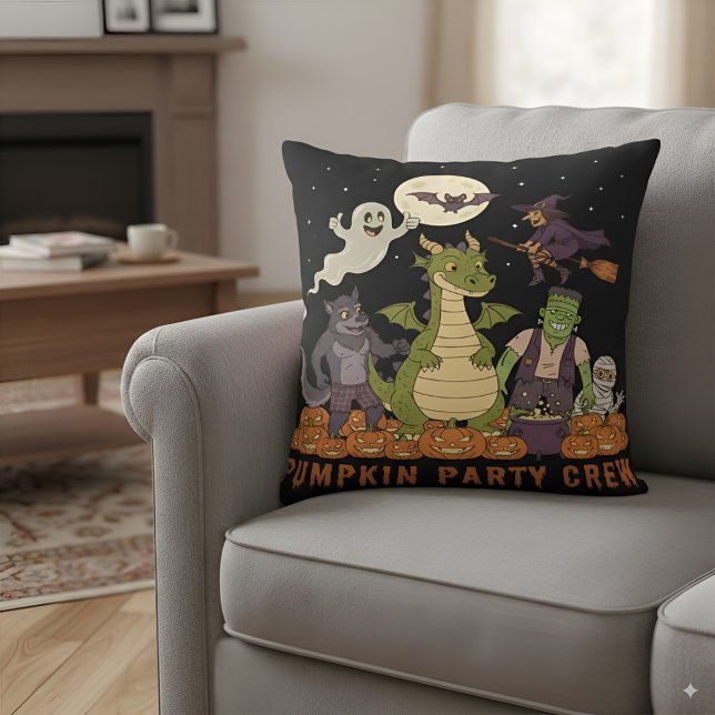 Pumpkin-Party-Crew - Niedliche Halloween-Monster-S Kissen (Von Creator hochgeladen)