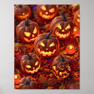 Pumpkin-Party - Gemütliches Halloween-Poster Poster