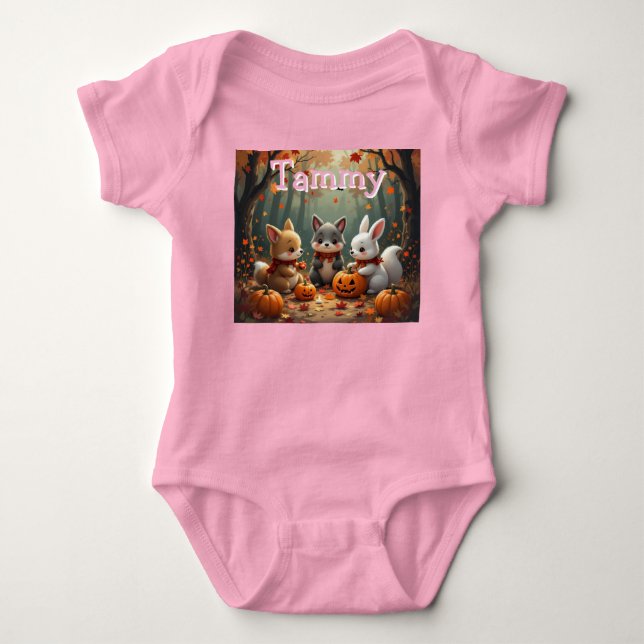Pumpkin Party mit Freunden personalisieren Baby Strampler (Vorderseite)