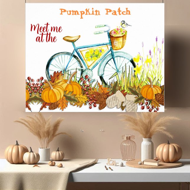 Pumpkin Patch Bauernhof Herbstfarben Fahrrad fahre Poster (Pumpkin Patch Farmhouse Fall Colors Bicycle Ride Poster)