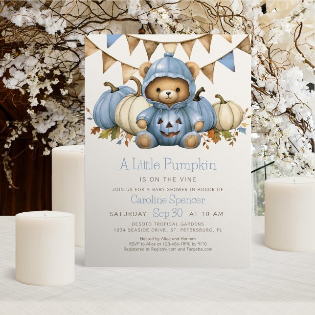 Pumpkin Patch Bear Baby Shower Einladung (Von Creator hochgeladen)