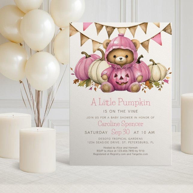 Pumpkin Patch Bear Baby Shower Einladung (Von Creator hochgeladen)