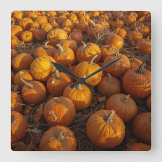 Pumpkin Patch Clock Quadratische Wanduhr