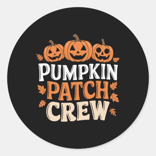 Pumpkin Patch Crew Funny Pumpkin Patch Squad Danke Runder Aufkleber (Vorderseite)