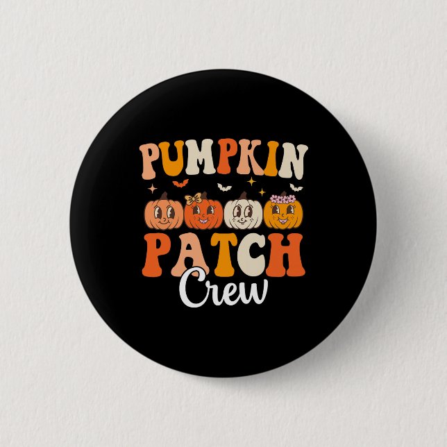 Pumpkin Patch Crew Matching Family Groovy Fall Hal Button (Vorderseite)