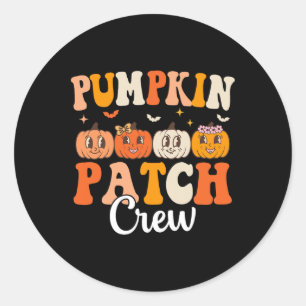 Pumpkin Patch Crew Matching Family Groovy Fall Hal Runder Aufkleber