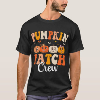 Pumpkin Patch Crew Matching Family Groovy Fall T-Shirt