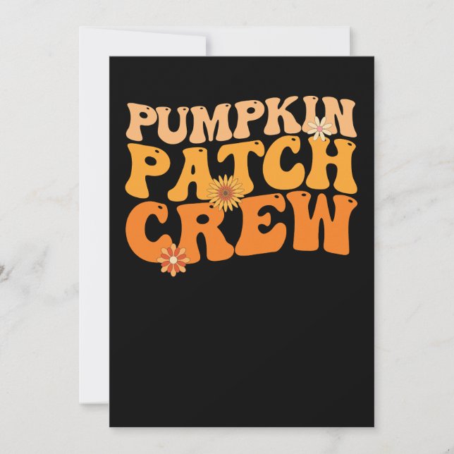 Pumpkin Patch Crew Retro Groovy Herbst Herbst Einladung (Vorderseite)