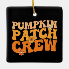 Pumpkin Patch Crew Retro Groovy Herbst Herbst Keramikornament