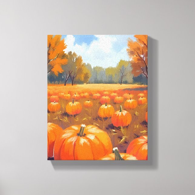 Pumpkin Patch Fall Watercolor Painting Leinwanddruck (Vorderseite)