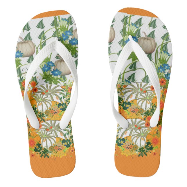 Pumpkin Patch Festival Fall Color Foliage Grüne Flip Flops (Fußbett)