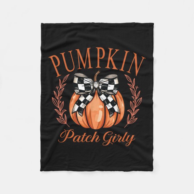 Pumpkin Patch Girated Coquette Bow Thanksg Fleecedecke (Vorderseite)