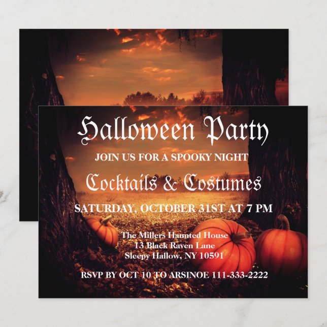 Pumpkin Patch Halloween-Party Einladung (Vorne/Hinten)