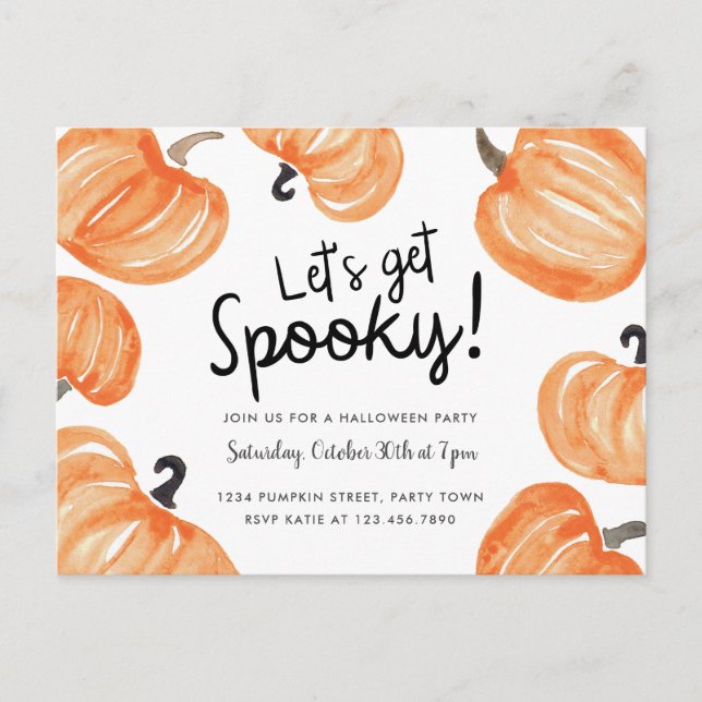 Pumpkin Patch Halloween-Party Einladungspostkarte (Vorderseite)