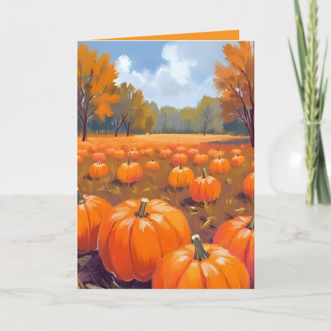 Pumpkin Patch Herbst Erntedank Watercolor Karte (Vorderseite)