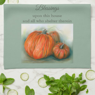 Pumpkin Patch Herbsttrio Pastel Art Geschirrtuch