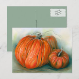 Pumpkin Patch Herbsttrio Pastel Art Postkarte