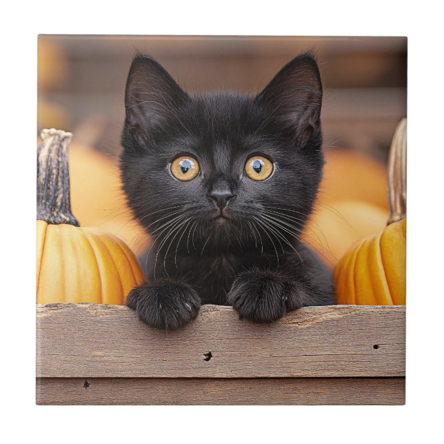 Pumpkin Patch Kitten Fliese (Vorderseite)