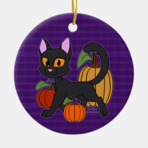 Pumpkin Patch Kitty Cat Keramik Ornament