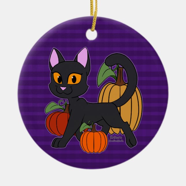 Pumpkin Patch Kitty Cat Keramik Ornament (Vorne)