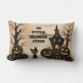 Pumpkin-Patch mit einer schwarzen Katze Lendenkissen