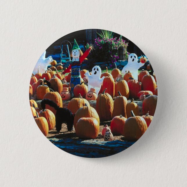 Pumpkin Patch mit Ghosts - Round Button (Vorderseite)