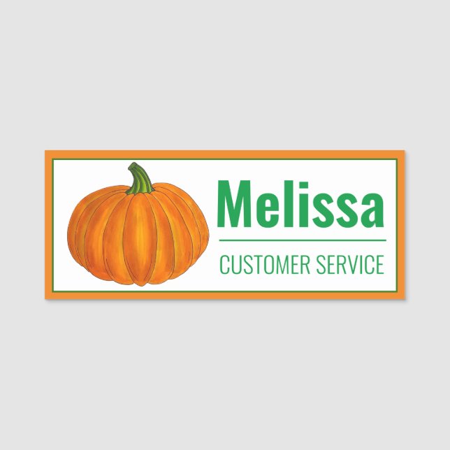 Pumpkin Patch Orange Herbsternte Oktober Gourd Namensschild (Vorderseite)