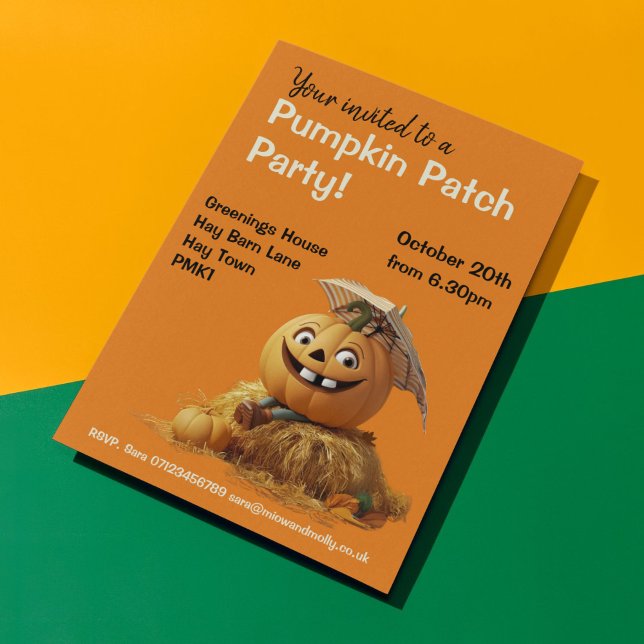 Pumpkin Patch Party Kinderfreundlich Halloween Fal Einladung (Von Creator hochgeladen)