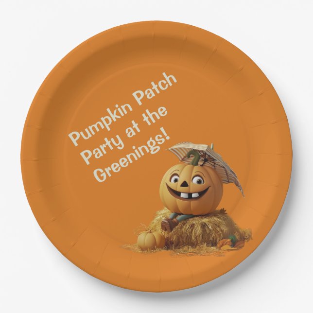 Pumpkin Patch Party Kinderfreundlich Halloween Fal Pappteller (Vorderseite)